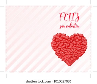 Feliz San Valentin - Happy Valentine's Day - Card Ready to print - Open format: 22,8 x 17,5 cm with 1 fold on the center - Close format: 11,4 x 17,5 cm