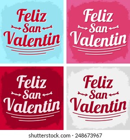 Feliz San Valentin - Happy valentines day in spanish language - vector set - cards collection