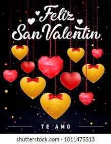 Feliz San Valentin Lettering with Hearts