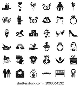 Fell icons set. Simple set of 36 fell vector icons for web isolated on white background