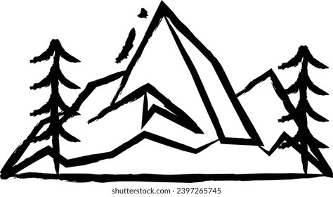 fell mountains hand drawn vector illustration