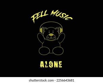 Fell music with cartoon  t-shirt vector design and illustration.