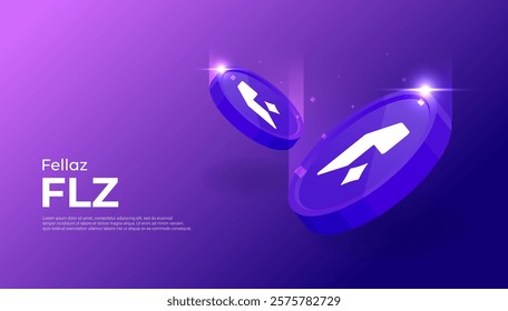 Fellaz (FLZ) coin banner. FLZ coin cryptocurrency concept banner background.