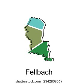 Fellbach City of German map vector illustration, vector template with outline graphic sketch style isolated on white background