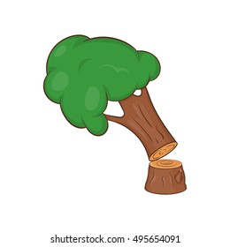 Felled tree icon. Cartoon illustration of tree vector icon for web design