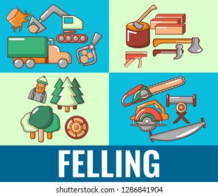 Felling concept banner. Cartoon banner of felling vector concept for web, giftcard and postcard
