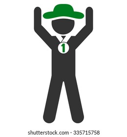Fellow Champion vector icon. Style is bicolor flat symbol, green and gray colors, rounded angles, white background.