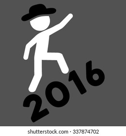 Fellow Climbing 2016 vector icon. Style is bicolor flat symbol, black and white colors, rounded angles, gray background.
