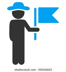 Fellow Commander vector icon. Style is bicolor flat symbol, blue and gray colors, rounded angles, white background.