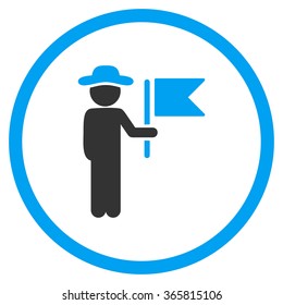 Fellow Commander vector icon. Style is bicolor flat circled symbol, blue and gray colors, rounded angles, white background.