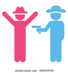 Fellow Crime vector icon. Style is bicolor flat symbol, pink and blue colors, rounded angles, white background.