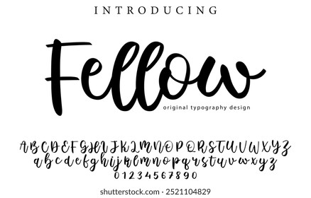 Fellow Font Pincel elegante pintado com letras maiúsculas vetoriais, alfabeto, fonte