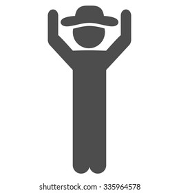 Fellow Hands Up vector icon. Style is flat symbol, gray color, rounded angles, white background.