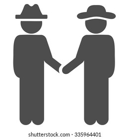 Fellow Handshake vector icon. Style is flat symbol, gray color, rounded angles, white background.