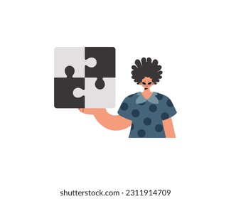 The fellow is holding a astound. Group work topic. Disconnected. Trendy style, Vector Illustration