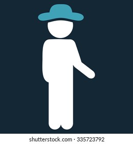 Fellow Idler vector icon. Style is bicolor flat symbol, blue and white colors, rounded angles, dark blue background.