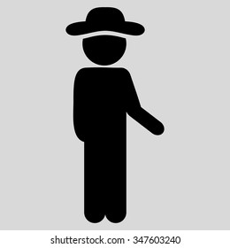 Fellow Idler vector icon. Style is flat symbol, black color, rounded angles, light gray background.