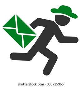Fellow Mail Courier vector icon. Style is bicolor flat symbol, green and gray colors, rounded angles, white background.