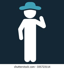 Fellow Opinion vector icon. Style is bicolor flat symbol, blue and white colors, rounded angles, dark blue background.