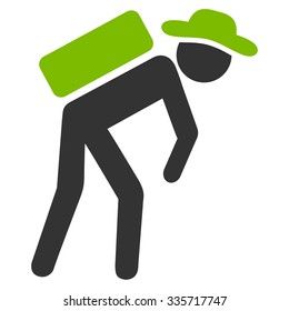 Fellow Porter vector icon. Style is bicolor flat symbol, eco green and gray colors, rounded angles, white background.