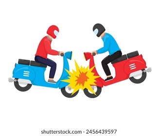 fellow riders experience collisions, motorbike accidents. vector illustration in flat style