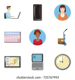 Fellow worker icons set. Cartoon set of 9 fellow worker vector icons for web isolated on white background