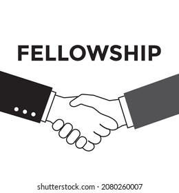 fellowship concept, hands shaking, linear style, vector illustration 