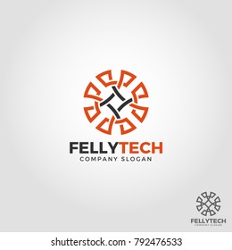 Felly Tech - Abstract line Art Circle Logo 