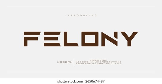 Felony Creative font. Modern abstract digital tech font. Logo creative font, type, technology, movie, digital, music, movie. Fonts and illustration in vector format.