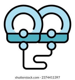 Vector de contorno de icono de la esposas de delincuentes. Cárcel de mano. Arrestar el plano de color criminal
