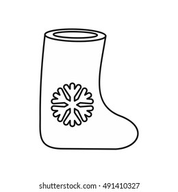 Felt boot icon in outline style on a white background vector illustration