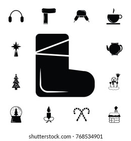 Felt boot icon. Winter element. Set of elements Christmas Holiday or New Year icons. Winter time premium quality graphic design collection icons for websites, web design, mobile on white background