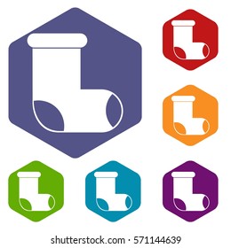 Felt boot icons set rhombus in different colors isolated on white background