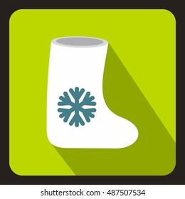 Felt boots icon in flat style with long shadow. Shoes symbol vector illustration