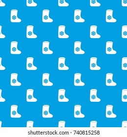 Felt boots pattern repeat seamless in blue color for any design. Vector geometric illustration