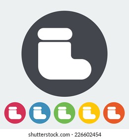 Felt boots. Single flat icon on the circle. Vector illustration.