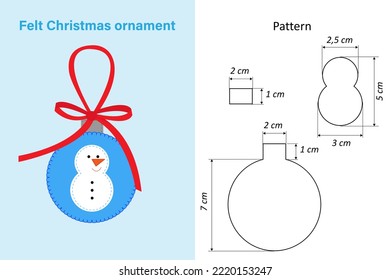 Felt Christmas ornament. Christmas ornament sewing pattern.