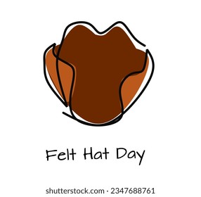 felt hat day.one continuous line drawing of Felt Hat