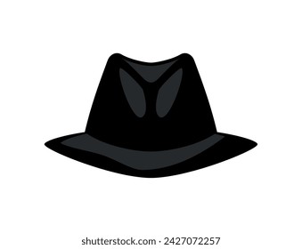 Felt hat (Fedora) icon. Men's headdress. Detective or mafia symbol.