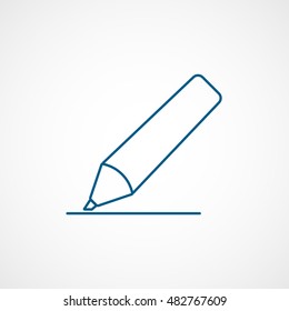 Felt Pen Blue Line Icon On White Background