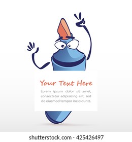 Felt Pen Cartoon Illustration with Blank Piece of Paper. Vector Character. Card Template