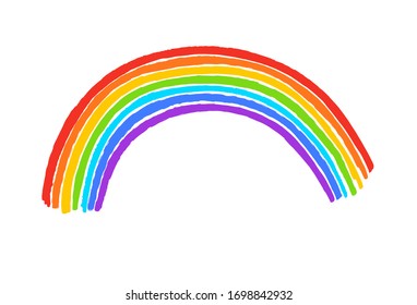 Felt pen child drawing of rainbow arc. Vector illustration isolated on white background.