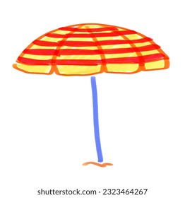 Felt pen child drawing of summer beach parasol