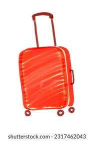 Felt pen child drawing of travel bag, isolated vector illustration