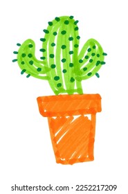 Felt pen childlike drawing of cactus