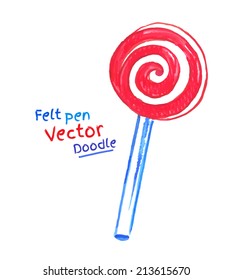 Felt pen childlike drawing of candy. Vector illustration. isolated.