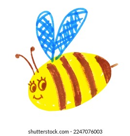 Felt pen childlike drawing of cute bee