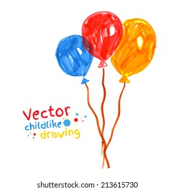 Felt pen childlike drawing of. Vector illustration. isolated.