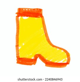 Felt pen childlike drawing of rubber boot