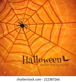 Felt pen drawing of  spider web. Vector illustration.